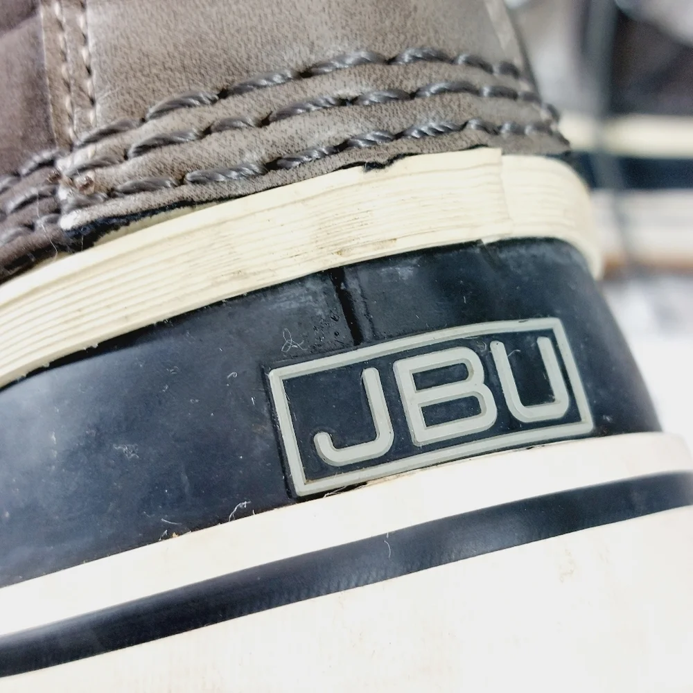 JBU Edith Gray Black Vegan Leather Faux Fur Lace Up Snow Winter Boots T544